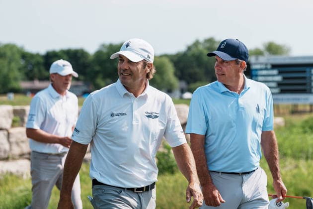 PGA, Golf Herren Tour Champions: American Family Insurance Championship - Final Round MADISON, WI - JUNE 7: Mario Tiziani and Matt Gogel walk along the course near hole 11 during the PGA Tour Champions: American Family Insurance Championship - Final Round at TPC Wisconsin on June 7, 2026 in Madison, Wisconsin. Madison TPC Wisconsin WI United States Copyright: xRossxHarried ISIxPhotosx 9314
