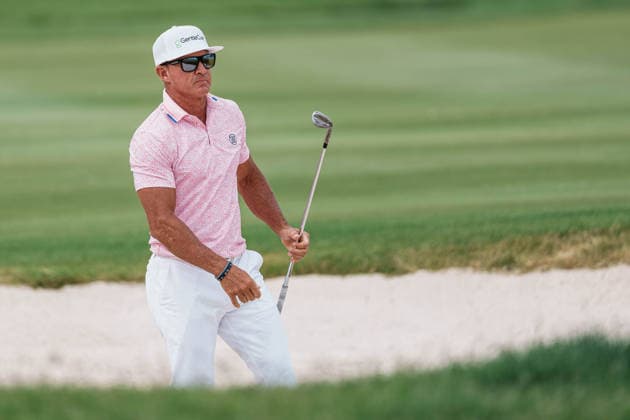 PGA, Golf Herren Tour Champions: American Family Insurance Championship - Final Round MADISON, WI - JUNE 7: Brian Gay walks through a sand bunker holding a golf club during the PGA Tour Champions: American Family Insurance Championship - Final Round at TPC Wisconsin on June 7, 2026 in Madison, Wisconsin. Madison TPC Wisconsin WI United States Copyright: xRossxHarried ISIxPhotosx 9314