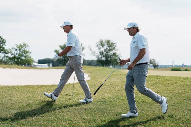 PGA, Golf Herren Tour Champions: American Family Insurance Championship - Final Round MADISON, WI - JUNE 7: Steve Stricker and Mario Tiziani walk along the fairway near hole ten during the PGA Tour Champions: American Family Insurance Championship - Final Round at TPC Wisconsin on June 7, 2026 in Madison, Wisconsin. Madison TPC Wisconsin WI United States Copyright: xRossxHarried ISIxPhotosx 9314