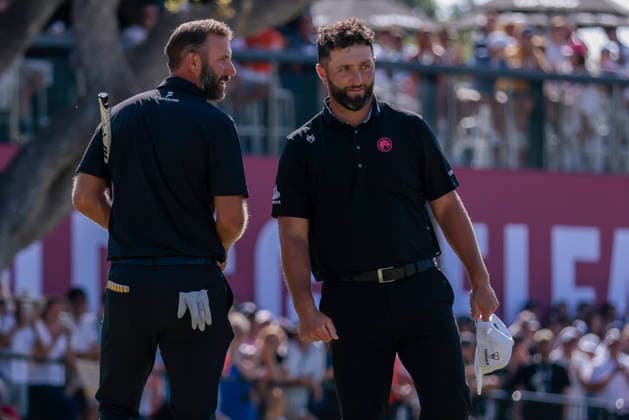 LIV Golf Andalucia - Day Four Dustin Johnson of 4Aces GC and Jon Rahm of Legion XIII during day four of the LIV Golf Andalucia at Real Club Valderrama in Sotogrande, Spain, on June 7, 2026. Sotogrande Spain  Copyright: xJosexLuisxContrerasx originalFilename:joseluiscontreras-livgolfa260607_npaLV.jpg