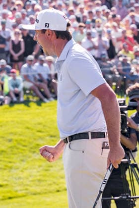 June 7, 2026, Dublin, Ohio, U.S: JT Poston reacts after tying the score at 18 to go to a playoff in the final round of The Memorial Tournament at Muirfield Village Golf Club, Dublin, Ohio. PGA, Golf Herren Tour 2026 - The Memorial Tournament - Final Round  - ZUMAs304 20260607_zaf_s304_012 Copyright: xScottxStuartx
