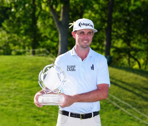 DUBLIN, OH - JUNE 07: PGA, Golf Herren golfer J.T. Poston poses with the trophy on June 7, 2026 after winning the Memorial Tournament presented by Workday at Muirfield Village Golf Club in Dublin, Ohio. (Photo by Brian Spurlock Icon Sportswire) GOLF: JUN 07 PGA the Memorial Tournament presented by Workday EDITORIAL USE ONLY Icon26060725