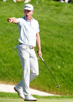 DUBLIN, OH - JUNE 07: PGA, Golf Herren player Ryan Gerard reacts to making a birdie putt on the 17th hole on June 7, 2026 during the final round of the Memorial Tournament presented by Workday at Muirfield Village Golf Club in Dublin, Ohio. (Photo by Brian Spurlock Icon Sportswire) GOLF: JUN 07 PGA the Memorial Tournament presented by Workday EDITORIAL USE ONLY Icon26060746