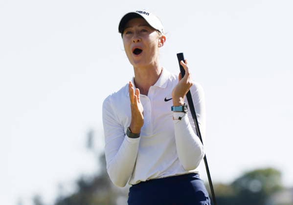 Nelly Korda reacts after winning the 81st Women s U.S. Open golf championship at the Riviera Country Club in Pacific Palisades, California, on Sunday, June 7, 2026. Korda won with an eight-under-par score of 276.  GLP20260607835 CAROLINExBREHMAN