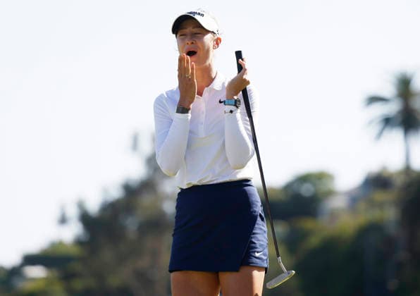 Nelly Korda celebrates after winning the 81st Women s U.S. Open golf championship at the Riviera Country Club in Pacific Palisades, California, on Sunday, June 7, 2026. Korda won with an eight-under-par score of 276.  GLP20260607841 CAROLINExBREHMAN