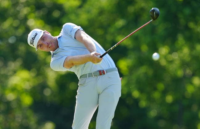 DUBLIN, OH - JUNE 07: PGA, Golf Herren player Ryan Gerard plays his tee shot on the 18th hole on June 7, 2026 during the final round of the Memorial Tournament presented by Workday at Muirfield Village Golf Club in Dublin, Ohio. (Photo by Brian Spurlock Icon Sportswire) GOLF: JUN 07 PGA the Memorial Tournament presented by Workday EDITORIAL USE ONLY Icon26060750