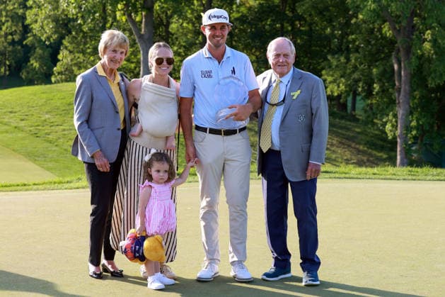 Memorial Tournament presented by Workday DUBLIN, OH - JUNE 07: J.T. Poston of Hickory, North Carolina holds the trophy along with his family, next to retired American golf professional and course designer Jack the Bear Nicklaus and his wife Barbara Nicklaus after Poston won in a playoff during the final round of the Memorial Tournament presented by Workday at Muirfield Village Golf Club on June 7, 2026 in Dublin, Ohio. Dublin Ohio United States  Copyright: xAmyxLemusx originalFilename:lemus-memorial260607_npA5A.jpg