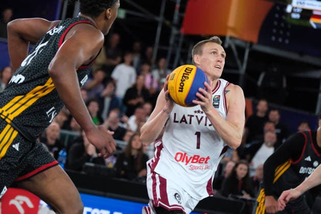 June 7, 2026, Warsaw, Masovian Voivodeship, Poland: Latvia s NAURIS MIEZIS (1) in action during the FIBA 3x3 Basketball World Cup men s final game between Latvia and Germany in Warsaw, Poland. Latvia defeated Germany to become world champions. Basketball 2026: FIBA 3x3 World Cup Men s Final: Latvia 20:15 Germany  - ZUMAk204 20260607_zip_k204_046 Copyright: xRomanxKozielx