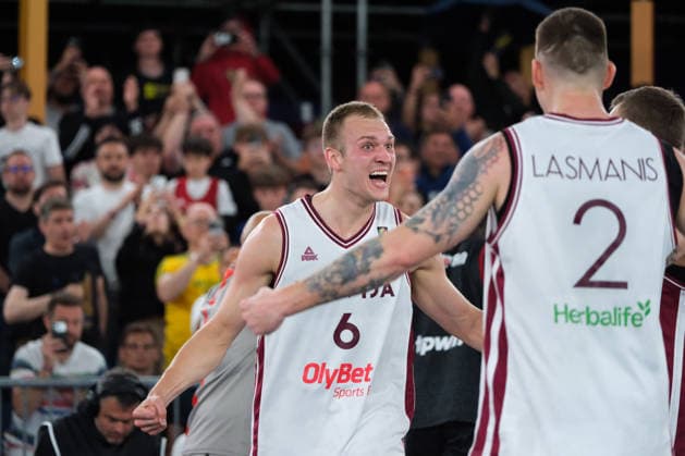 June 7, 2026, Warsaw, Masovian Voivodeship, Poland: Latvia s FRANCIS LACIS (6) and KARLIS LASMANIS (2) celebrate victory at the end of the FIBA 3x3 Basketball World Cup men s final game between Latvia and Germany in Warsaw, Poland. Latvia defeated Germany to become world champions. Basketball 2026: FIBA 3x3 World Cup Men s Final: Latvia 20:15 Germany  - ZUMAk204 20260607_zip_k204_054 Copyright: xRomanxKozielx