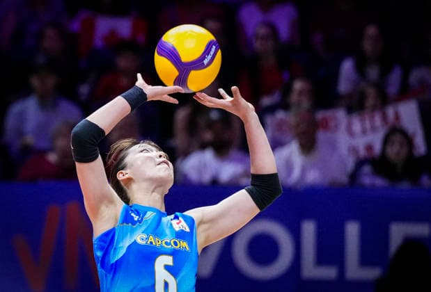 Team Japan Nanami Seki returns a shot against Team Canada during their womens Volleyball Nations League (VNL) match on June 7, 2026 in Quebec City, Canada. Noxthirdxpartyxsales  aflo_333658878 MathieuxBelangerx