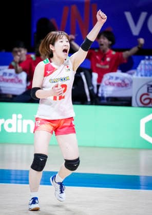 Team Japan Satomi Fukudome celebrates against Team Canada during their womens Volleyball Nations League (VNL) match on June 7, 2026 in Quebec City, Canada. Noxthirdxpartyxsales  aflo_333658954 MathieuxBelangerx