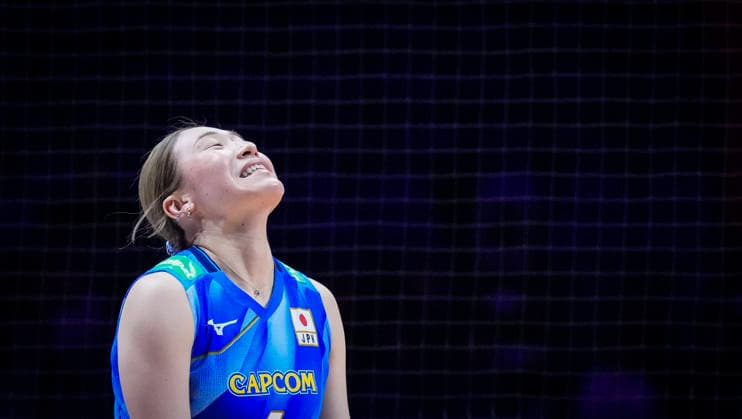Team Japan Mayu Ishikawa celebrates against Team Canada during their womens Volleyball Nations League (VNL) match on June 7, 2026 in Quebec City, Canada. Noxthirdxpartyxsales  aflo_333659038 MathieuxBelangerx