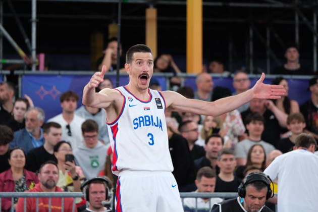 June 7, 2026, Warsaw, Masovian Voivodeship, Poland: Serbia s STRAHINJA STOJACIC (3) yells during the FIBA 3x3 Basketball World Cup men s 3rd place game between Serbia and France in Warsaw, Poland. Basketball 2026: FIBA 3x3 World Cup Men s 3rd Place: Serbia 20:19 France  - ZUMAk204 20260607_zip_k204_107 Copyright: xRomanxKozielx