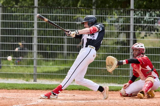 Deutsche Baseball Liga (DBL), München-Haar Disciples vs Stuttgart Reds, Haar Disciples, Stuttgart Reds, 2026-06-07 in München-Haar (Ballpark Eglfing) ZGORZYÅƒSKI Hubert (München-Haar Disciples Shortstop Nr15-HAA15), KRAMER Quentin (München-Haar Disciples Second Baseman Nr11-HAA11), WITT Yannick (Stuttgart Reds Catcher, Shortstop Nr6-STG6) sportworld München-Haar Ballpark Eglfing Bayern Deutschland