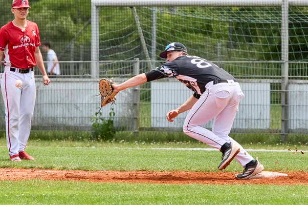Deutsche Baseball Liga (DBL), München-Haar Disciples vs Stuttgart Reds, Haar Disciples, Stuttgart Reds, 2026-06-07 in München-Haar (Ballpark Eglfing) BROSKE Moritz (München-Haar Disciples First Baseman, Third Baseman Nr87-HAA87) sportworld München-Haar Ballpark Eglfing Bayern Deutschland