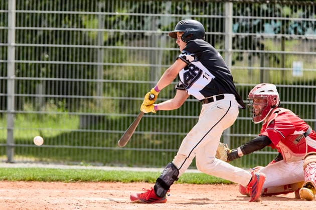 Deutsche Baseball Liga (DBL), München-Haar Disciples vs Stuttgart Reds, Haar Disciples, Stuttgart Reds, 2026-06-07 in München-Haar (Ballpark Eglfing) KRAMER Quentin (München-Haar Disciples Second Baseman Nr11-HAA11), WITT Yannick (Stuttgart Reds Catcher, Shortstop Nr6-STG6) sportworld München-Haar Ballpark Eglfing Bayern Deutschland