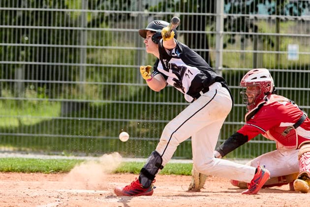 Deutsche Baseball Liga (DBL), München-Haar Disciples vs Stuttgart Reds, Haar Disciples, Stuttgart Reds, 2026-06-07 in München-Haar (Ballpark Eglfing) KRAMER Quentin (München-Haar Disciples Second Baseman Nr11-HAA11), WITT Yannick (Stuttgart Reds Catcher, Shortstop Nr6-STG6) sportworld München-Haar Ballpark Eglfing Bayern Deutschland
