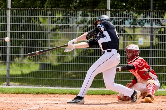 Deutsche Baseball Liga (DBL), München-Haar Disciples vs Stuttgart Reds, Haar Disciples, Stuttgart Reds, 2026-06-07 in München-Haar (Ballpark Eglfing) BROSKE Moritz (München-Haar Disciples First Baseman, Third Baseman Nr87-HAA87), WITT Yannick (Stuttgart Reds Catcher, Shortstop Nr6-STG6) sportworld München-Haar Ballpark Eglfing Bayern Deutschland