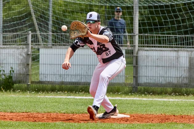 Deutsche Baseball Liga (DBL), München-Haar Disciples vs Stuttgart Reds, Haar Disciples, Stuttgart Reds, 2026-06-07 in München-Haar (Ballpark Eglfing) BROSKE Moritz (München-Haar Disciples First Baseman, Third Baseman Nr87-HAA87) sportworld München-Haar Ballpark Eglfing Bayern Deutschland