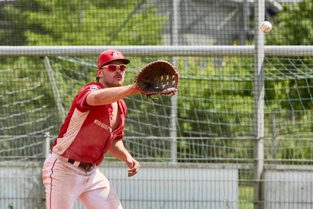 Deutsche Baseball Liga (DBL), München-Haar Disciples vs Stuttgart Reds, Haar Disciples, Stuttgart Reds, 2026-06-07 in München-Haar (Ballpark Eglfing) van BERGEN Moritz (Stuttgart Reds First Baseman, Left Fielder, Pitcher Nr15-STG15) sportworld München-Haar Ballpark Eglfing Bayern Deutschland