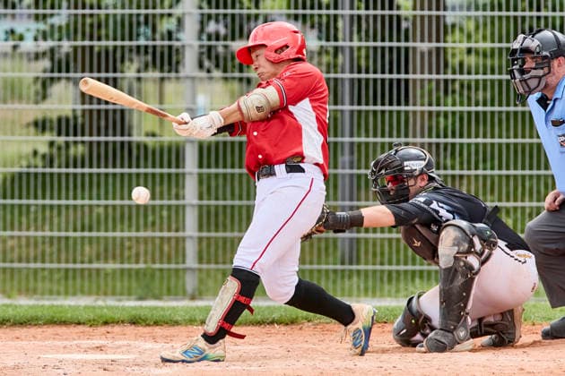Deutsche Baseball Liga (DBL), München-Haar Disciples vs Stuttgart Reds, Haar Disciples, Stuttgart Reds, 2026-06-07 in München-Haar (Ballpark Eglfing) ICHIMURA Shogo (Stuttgart Reds Catcher Nr52-STG52), FIERLBECK Owen (München-Haar Disciples Catcher Nr16-HAA16) sportworld München-Haar Ballpark Eglfing Bayern Deutschland