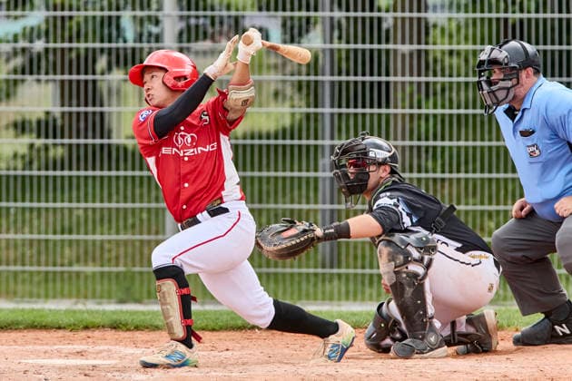 Deutsche Baseball Liga (DBL), München-Haar Disciples vs Stuttgart Reds, Haar Disciples, Stuttgart Reds, 2026-06-07 in München-Haar (Ballpark Eglfing) ICHIMURA Shogo (Stuttgart Reds Catcher Nr52-STG52), FIERLBECK Owen (München-Haar Disciples Catcher Nr16-HAA16) sportworld München-Haar Ballpark Eglfing Bayern Deutschland