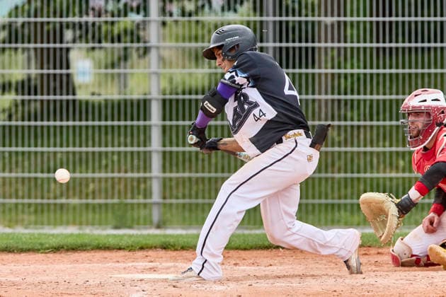 Deutsche Baseball Liga (DBL), München-Haar Disciples vs Stuttgart Reds, Haar Disciples, Stuttgart Reds, 2026-06-07 in München-Haar (Ballpark Eglfing) BRICENO Francisco Severo Riestra (München-Haar Disciples Shortstop, Second Baseman Nr44-HAA44), WITT Yannick (Stuttgart Reds Catcher, Shortstop Nr6-STG6) sportworld München-Haar Ballpark Eglfing Bayern Deutschland