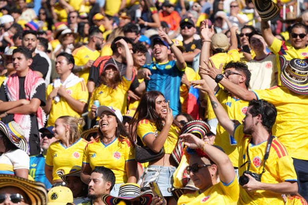 Colombian fans cheer in a friendly match between Colombia and Jordan at Snapdragon Stadium in San Diego, USA, 07 June 2026. Friendly match: Colombia - Jordan !ACHTUNG: NUR REDAKTIONELLE NUTZUNG!  Copyright: xOmarxAlonsox AME9615 0858588617st