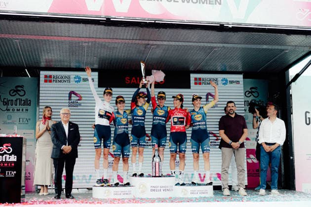 Giro Women Picture by Thomas Maheux SWpix.com 07 06 2026 - Cycling - Giro Women - Stage 9 - Saluzzo - Saluzzo Lidl Trek Team Saluzzo Italy Copyright: x xThomasxMaheuxxviaxSWpix.comx(t axPhotographyxHubxLtd)xThomasxMaheux SWpix.comx SWP-3197