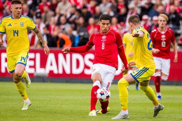 Denmark v Ukraine, football friendly, Odense, Denmark Odense, Denmark. 07th, June 2026. Adam Daghim (8) of Denmark seen during the football friendly between Denmark and Ukraine at Odense Stadion in Odense. Denmark, Odense, Nature Energy Park  Copyright: xGonzalesxPhoto KentxRasmussenx