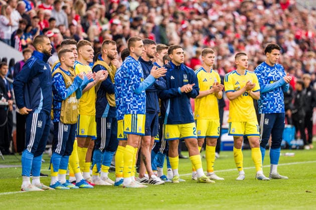 Denmark v Ukraine, football friendly, Odense, Denmark Odense, Denmark. 07th, June 2026. The players of Ukraine seen in shock and despair after the collapse of Christian Eriksen of Denmark at the football friendly between Denmark and Ukraine at Odense Stadion in Odense. Denmark, Odense, Nature Energy Park  Copyright: xGonzalesxPhoto KentxRasmussenx