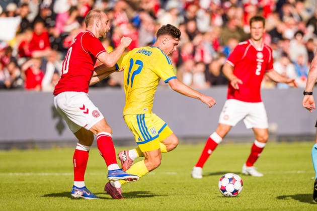Denmark v Ukraine, football friendly, Odense, Denmark Odense, Denmark. 07th, June 2026. Georgiy Sudakov (17) of Ukraine and Christian Eriksen (10) of Denmark seen during the football friendly between Denmark and Ukraine at Odense Stadion in Odense. Denmark, Odense, Nature Energy Park  Copyright: xGonzalesxPhoto KentxRasmussenx