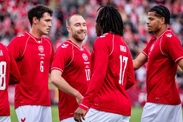 Denmark v Ukraine, football friendly, Odense, Denmark Odense, Denmark. 07th, June 2026. Patrick Dorgu (17) of Denmark scores for 1-0 and celebrates with Christain Eriksen (10) during the football friendly between Denmark and Ukraine at Odense Stadion in Odense. Denmark, Odense, Nature Energy Park  Copyright: xGonzalesxPhoto KentxRasmussenx