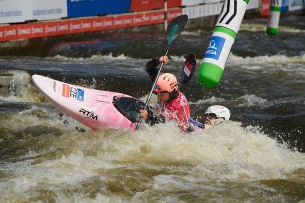 World Cup in water slalom in Prague - Troja on June 7, 2026. The picture shows the Czech representative Katerina Bekova in the women s kayak cross race. (CTKxPhoto PetrxMalina) CTKPhotoF202606080000101  CTKPhotoF202606080000101