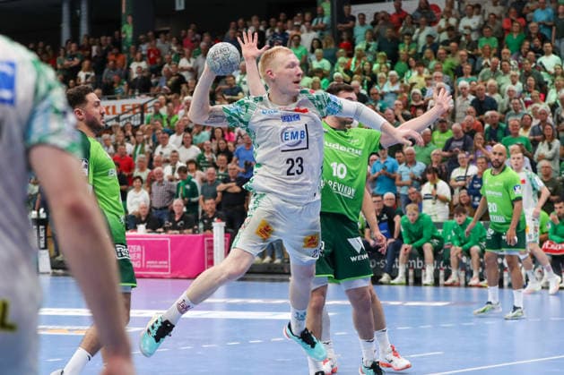 07.06.2026, xgox, Handball - Daikin HBL HSG Wetzlar - SC Magdeburg emspor, v.l. Magnus Saugstrup (Magdeburg, 23) wirft Tor, Torschuetze, erzielt Tor, Treffer, scores the goal Wetzlar