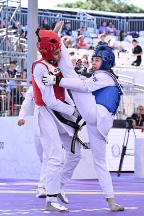 IPA85474869 - Jana Khattab (EGY) and Alisa Angelova (RUS) compete in the women s -49kg final of the World Taekwondo Grand Prix at the Foro Italico, June 7, 2026, Rome, Italy.  Copyright: xDomenicoxCippitelli IPAxSportx xx 85474869