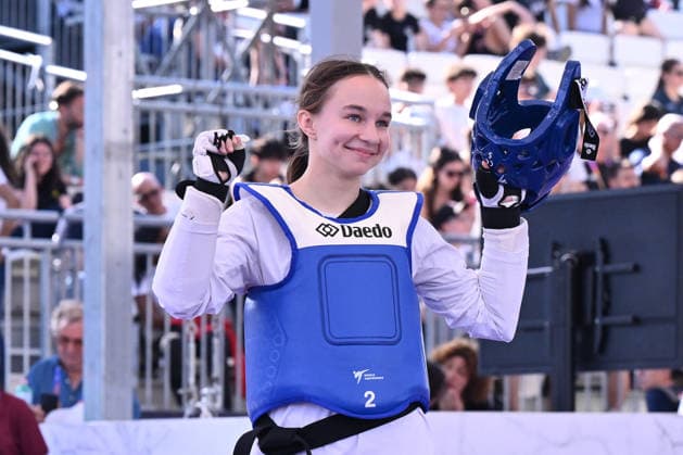 IPA85474783 - Alisa Angelova (RUS) competes in the women s -49kg final against Jana Khattab (EGY) of the World Taekwondo Grand Prix at the Foro Italico, June 7, 2026, Rome, Italy.  Copyright: xDomenicoxCippitelli IPAxSportx xx 85474783