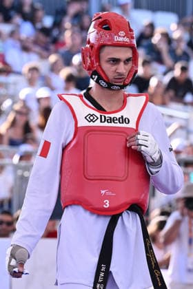 IPA85474792 - Vito Dell Aquila (ITA) competes in the men s -58kg final against Eunsu Seo (KOR) of the World Taekwondo Grand Prix at the Foro Italico, June 7, 2026, Rome, Italy.  Copyright: xDomenicoxCippitelli IPAxSportx xx 85474792