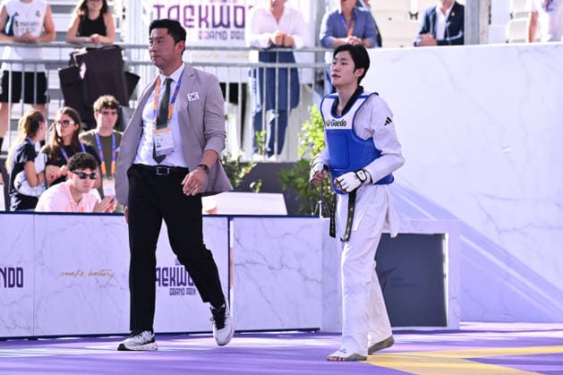 IPA85474796 - Eunsu Seo (KOR) competes in the men s -58kg final against Vito Dell Aquila (ITA) of the World Taekwondo Grand Prix at the Foro Italico, June 7, 2026, Rome, Italy.  Copyright: xDomenicoxCippitelli IPAxSportx xx 85474796