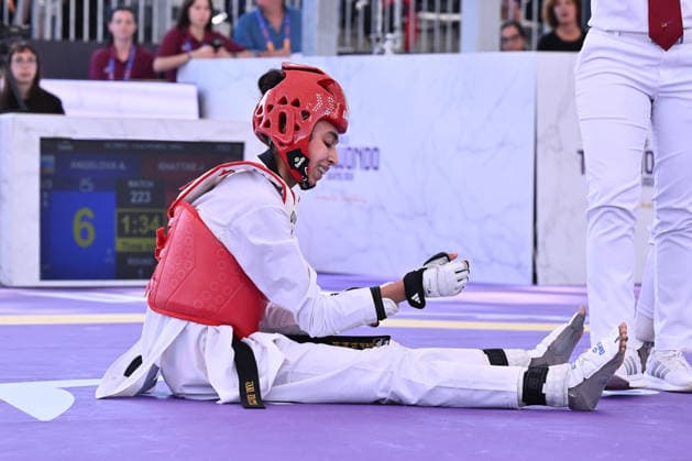 IPA85474821 - Jana Khattab (EGY) competes in the women s -49kg final against Alisa Angelova (RUS) of the World Taekwondo Grand Prix at the Foro Italico, June 7, 2026, Rome, Italy.  Copyright: xDomenicoxCippitelli IPAxSportx xx 85474821