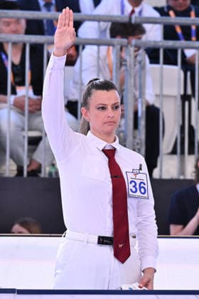 IPA85474813 - Referee during the women s -49kg final between Jana Khattab (EGY) and Alisa Angelova (RUS) of the World Taekwondo Grand Prix at the Foro Italico, June 7, 2026, Rome, Italy.  Copyright: xDomenicoxCippitelli IPAxSportx xx 85474813