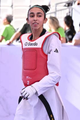IPA85474817 - Jana Khattab (EGY) competes in the women s -49kg final against Alisa Angelova (RUS) of the World Taekwondo Grand Prix at the Foro Italico, June 7, 2026, Rome, Italy.  Copyright: xDomenicoxCippitelli IPAxSportx xx 85474817