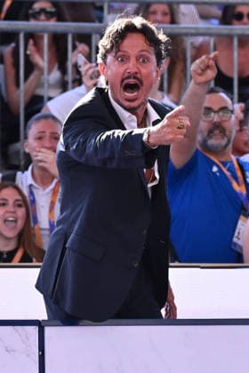 IPA85474839 - Claudio Nolano coach of Vito Dell Aquila (ITA) during the men s -58kg final of the World Taekwondo Grand Prix at the Foro Italico, June 7, 2026, Rome, Italy.  Copyright: xDomenicoxCippitelli IPAxSportx xx 85474839