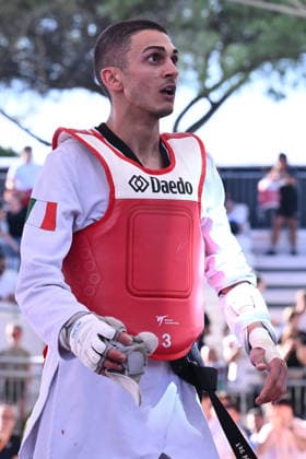 IPA85474844 - Vito Dell Aquila (ITA) celebrate the victory of the men s -58kg final against Eunsu Seo (KOR) of the World Taekwondo Grand Prix at the Foro Italico, June 7, 2026, Rome, Italy.  Copyright: xDomenicoxCippitelli IPAxSportx xx 85474844