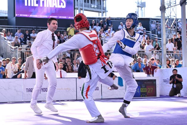 IPA85474861 - Vito Dell Aquila (ITA) and Eunsu Seo (KOR) competes in the men s -58kg final of the World Taekwondo Grand Prix at the Foro Italico, June 7, 2026, Rome, Italy.  Copyright: xDomenicoxCippitelli IPAxSportx xx 85474861