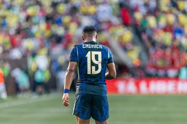 RECORD DATE NOT STATED Match between Brazil and Egypt for the 2026 World Cup friendlies. Cleveland (USA), 07 06 2026 - friendly matches national team, Nationalteam USA - Player Endrick scores and celebrates his goal in a match between Brazil and Egypt, valid for the national team s friendly matches, held in the city of Cleveland, this Saturday, June 7, 2026.(Foto: Bruno Zanotto Thenews2 imago images) SPO  Copyright: xBrunoxxZanottox