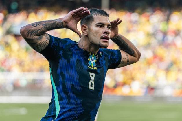 RECORD DATE NOT STATED Match between Brazil and Egypt for the 2026 World Cup friendlies. Cleveland (USA), 07 06 2026 - friendly matches national team, Nationalteam USA - Player Bruno Guimaraes scores and celebrates his goal in a match between Brazil and Egypt, valid for the national team s friendly matches, held in the city of Cleveland, this Saturday, June 6, 2026.(Foto: Bruno Zanotto Thenews2 imago images) SPO  Copyright: xBrunoxxZanottox