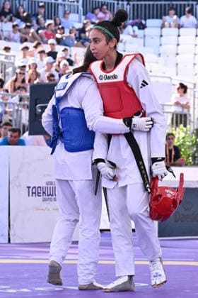 CONTACT - Taekwondo - World Taekwondo Rome Grand Prix 2026 Photo by IPA ABACAPRESS.COM85474878 - Alisa Angelova (RUS) celebrate the victory in the women s -49kg final against Jana Khattab (EGY) of the World Taekwondo Grand Prix at the Foro Italico, June 7, 2026, Rome, Italy. Roma Italy  Copyright: xIPAxSport ABACAx