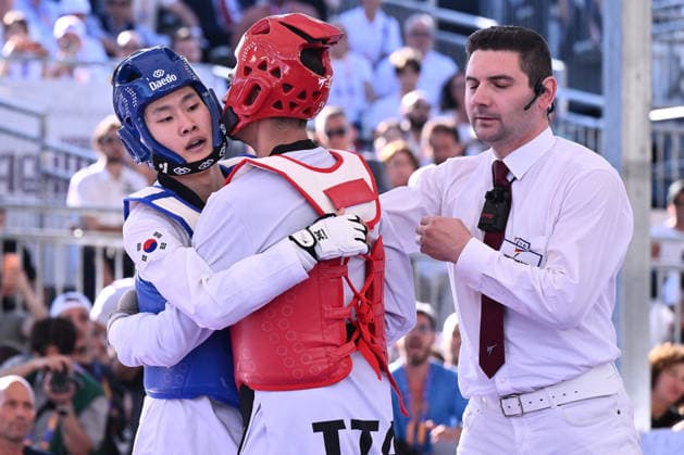 CONTACT - Taekwondo - World Taekwondo Rome Grand Prix 2026 Photo by IPA ABACAPRESS.COM85474834 - Eunsu Seo (KOR) and Vito Dell Aquila (ITA) competes in the men s -58kg final of the World Taekwondo Grand Prix at the Foro Italico, June 7, 2026, Rome, Italy. Roma Italy  Copyright: xIPAxSport ABACAx