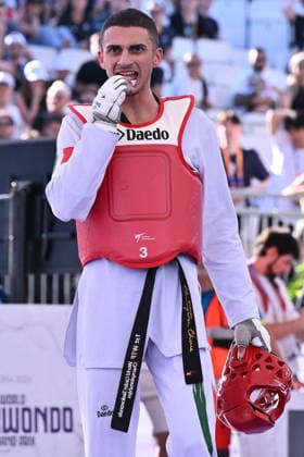 CONTACT - Taekwondo - World Taekwondo Rome Grand Prix 2026 Photo by IPA ABACAPRESS.COM85474816 - Vito Dell Aquila (ITA) competes in the men s -58kg final against Eunsu Seo (KOR) of the World Taekwondo Grand Prix at the Foro Italico, June 7, 2026, Rome, Italy. Roma Italy  Copyright: xIPAxSport ABACAx